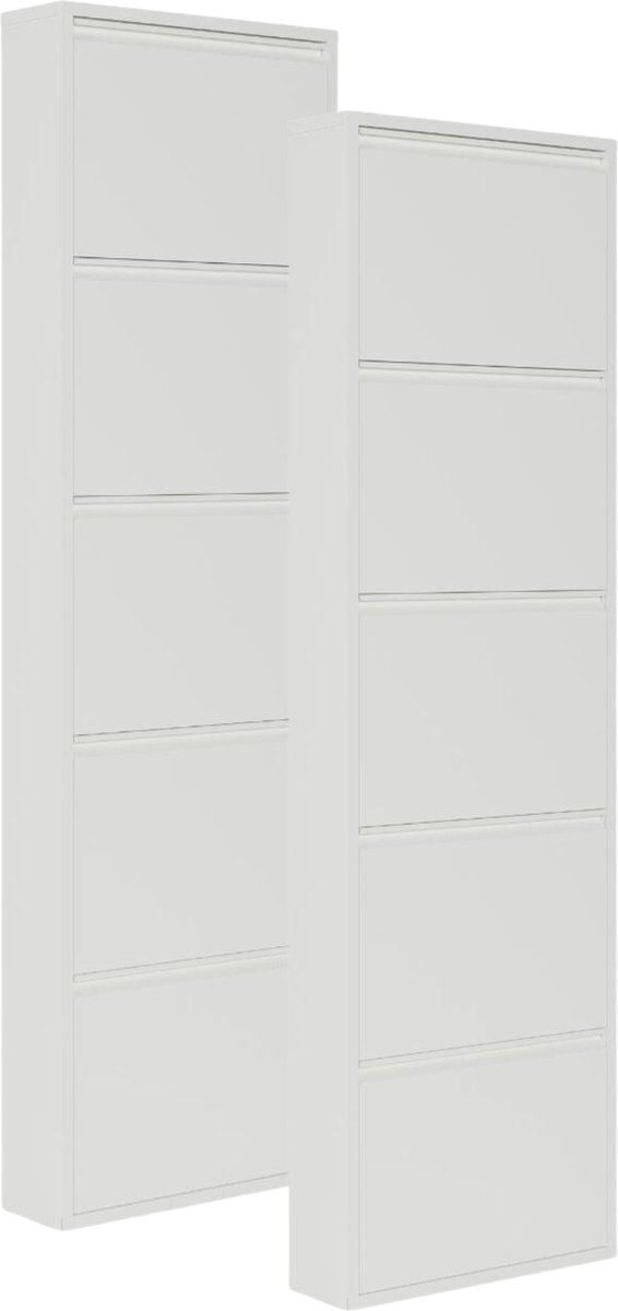 Schoenenkast Bodi 5-vaks Wit (set van 2)