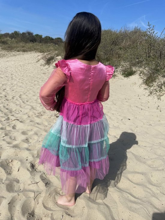 Robe princesse fille - The Better Merk - Vêtements d'habillage fille - Robe à paillettes - Anniversaire fille - Robe de soirée fille - taille 104/110 - pour votre garde-robe - Robe rose