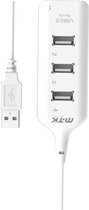 USB HUB 2.0 - 4 poorten | Splitter – USB C Hub / Adapter - Universeel - Aan Uit Schakelaar - Wit