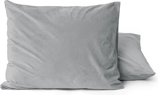 2x fluweel zachte velvet kussenslopen grijs - 60x70 - dikke kwaliteit - zeer comfortabel - hoogwaardige kwaliteit