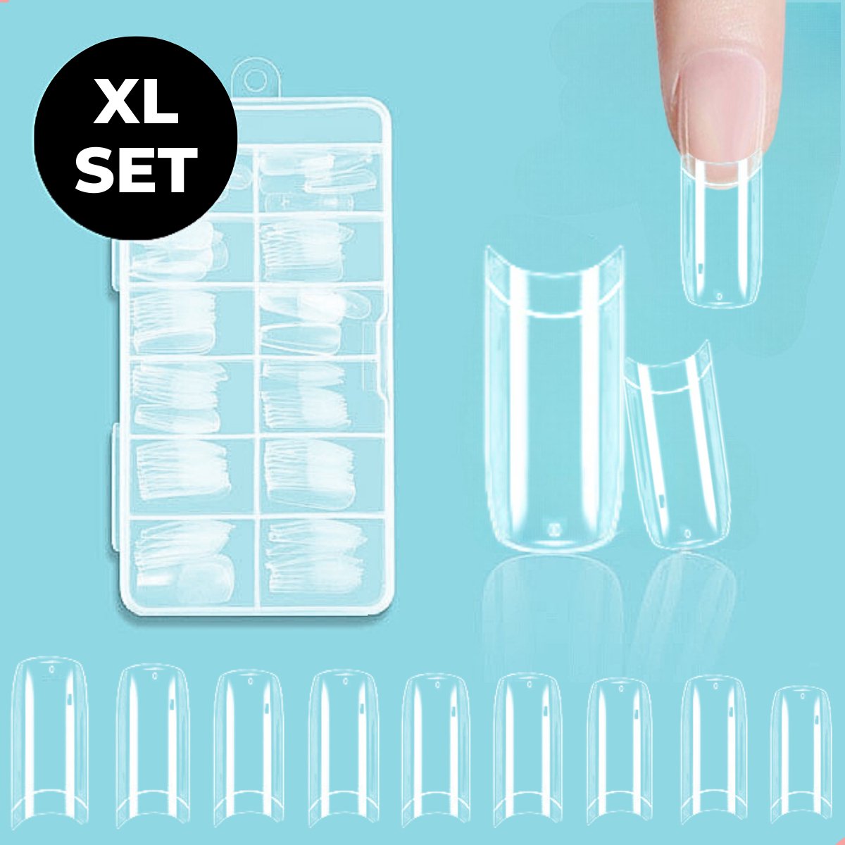 Goedkoopste RENALUX - Nageltips French Half Cover - Nageltips voor Gelnagels - Nageltips Naturel - Nageltips Transparant Set - Nepnagels - Kunstnagels - Plaknagels - Press On Nails - 100 Stuks