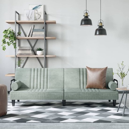 The Living Store Canapé-lit avec accoudoirs velours gris clair