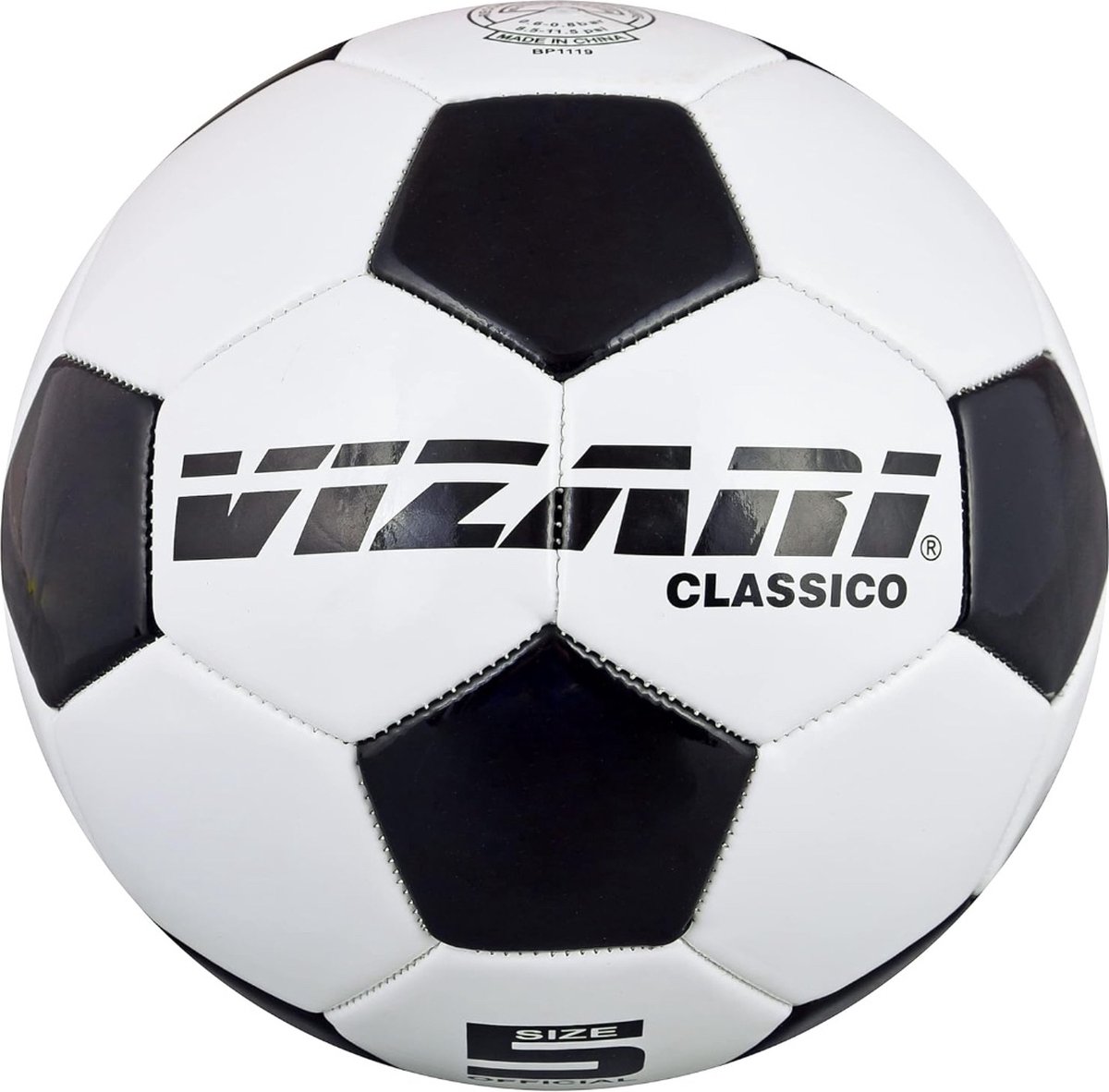Vizari CLASSICO Voetbal | Zwart/Wit | Maat 4 | Voor kinderen en volwassenen