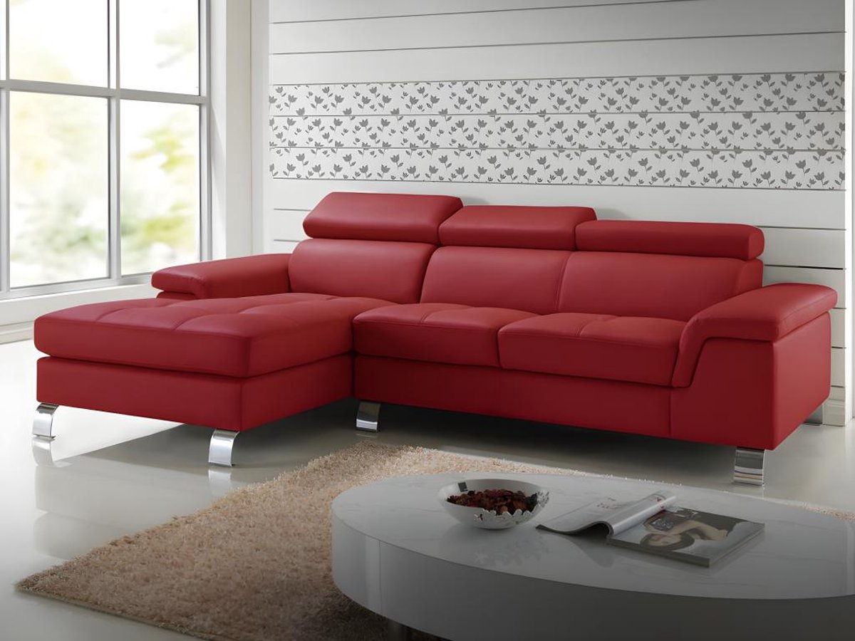 Vente-unique Hoekbank van leer MISHIMA - Rood - Hoek links