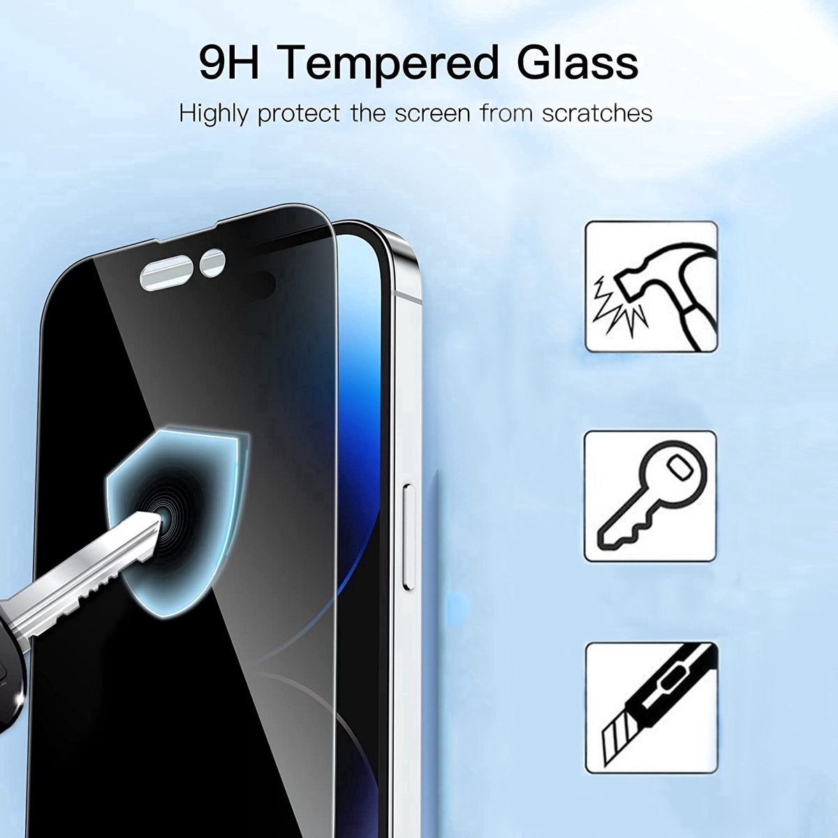 Privacy Screen Protector - Tempered Glass - Super Hardness - iPhone 15