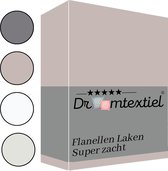 Droomtextiel Flanellen laken Zand - Eenpersoons 150x260 cm - 100% Katoen - Heerlijk Warm - Super Zacht -