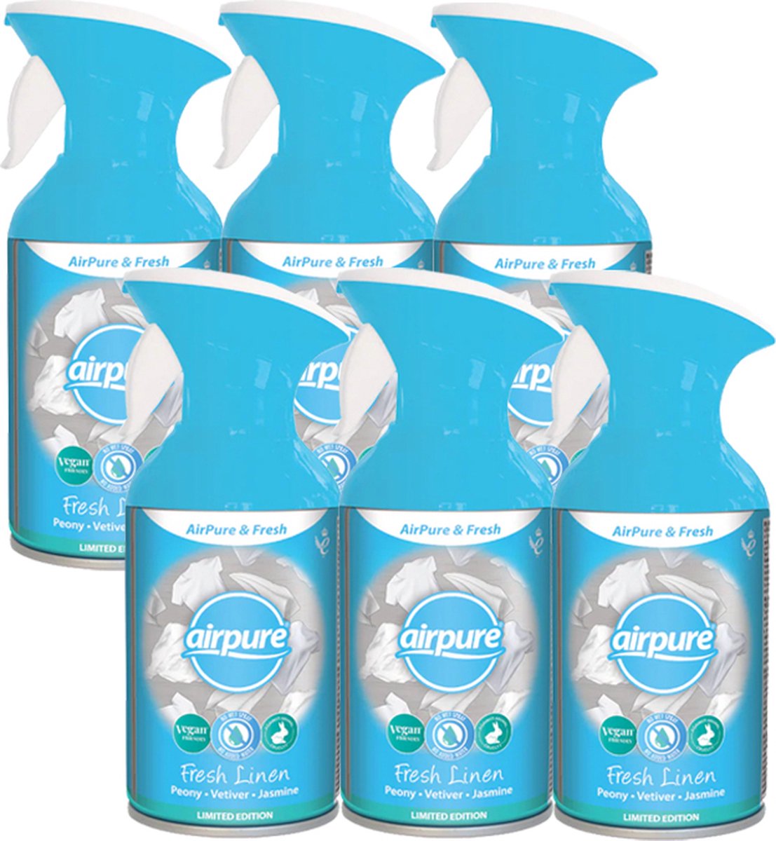 Airpure Luchtverfrisserspray Fresh Linen 6 x 250ml