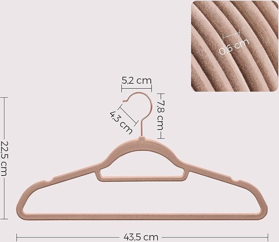 Kinderkledinghangers set van 50 - roségoud - antislip - ruimtebesparend Kinderkledinghangers set van 50 - roségoud - antislip - ruimtebesparend