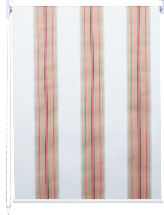 Rolgordijn MCW-D52, raamrolgordijn zijtrekgordijn, 60x160cm zonwering verduisterend ondoorzichtig ~ wit/rood/beige