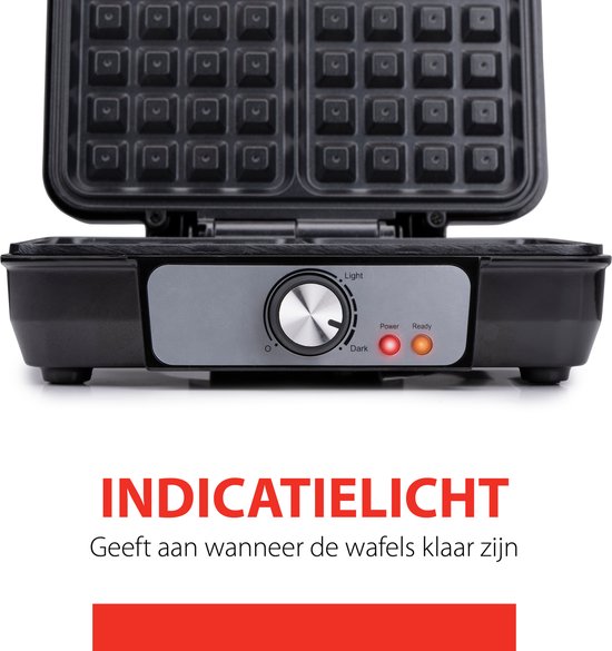 alpina Wafelijzer 1000W - Wafelmaker voor Brusselse Wafels - Geschikt voor 2 Wafels - Anti-Aanbaklaag van Alpina — afbeelding 3