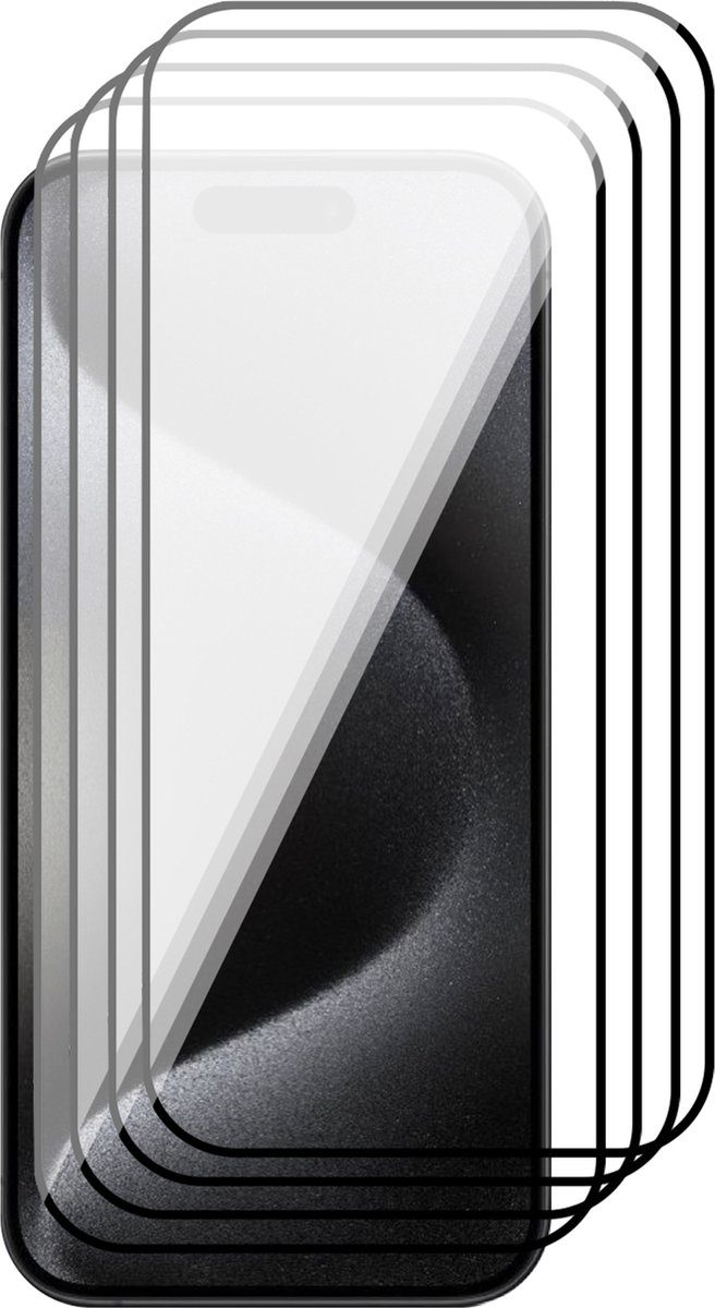 Screenprotector geschikt voor iPhone 15 Pro - 4x Gehard Glas Screen Protector FullGuard