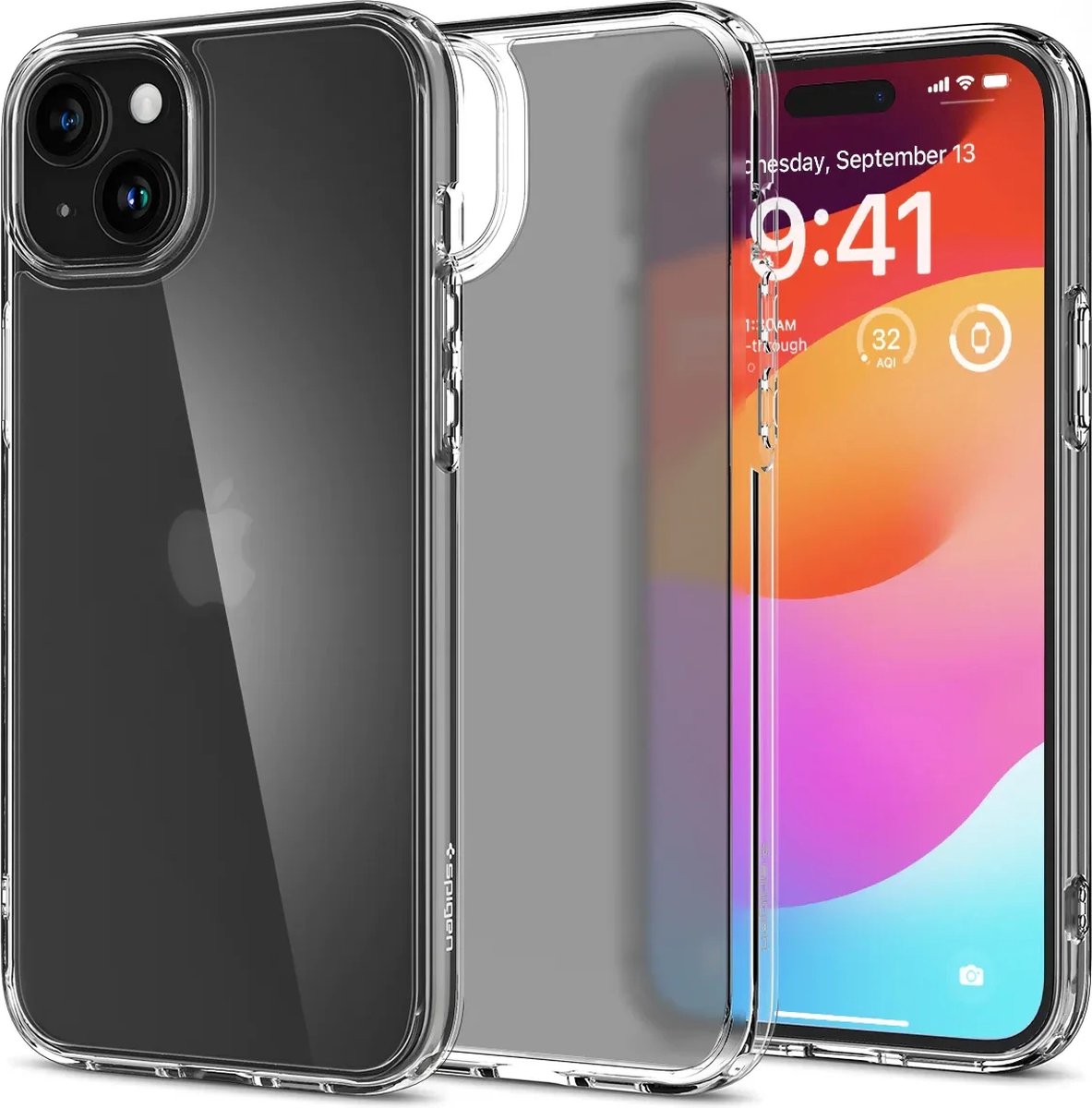 Geschikt voor Spigen Apple iPhone 15 Ultra Hybrid Back Cover Hoesje - Zwart Transparant