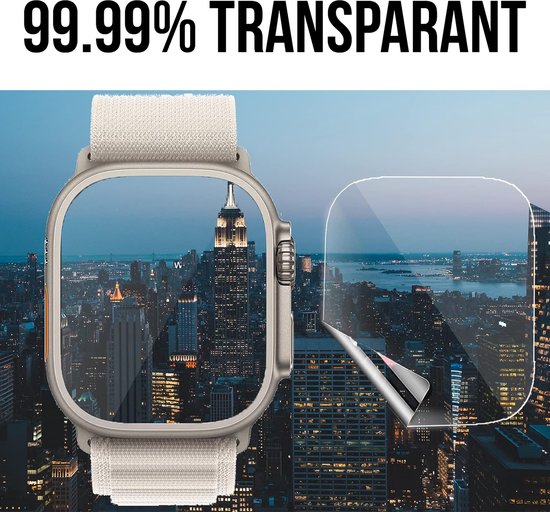 Screenprotector geschikt voor Apple Watch Ultra - 49 mm Screen Protector - Podec - 8 Stuks