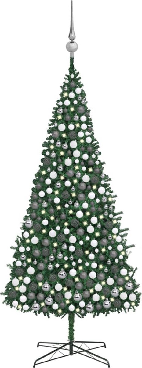 The Living Store Kunstkerstboom met LED's en kerstballen 400 cm groen - Decoratieve kerstboom