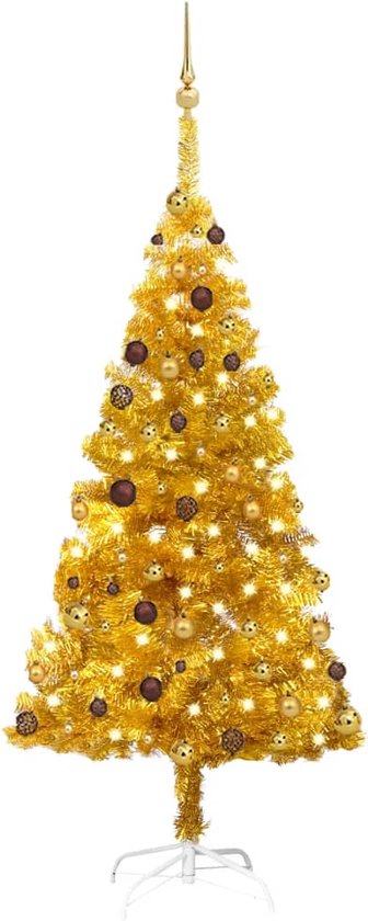 The Living Store Kerstboom Glanzend Goud 180 cm - LED Verlichting - USB-aansluiting