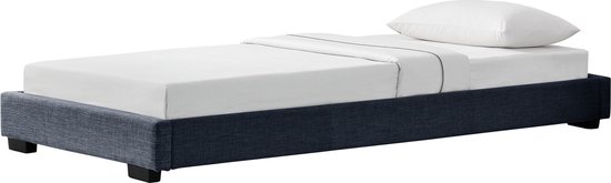 Houten Bed Ida - Laag - Linnen - Met bedbodem - 90x200 cm - Donkergrijs - Klassiek Design