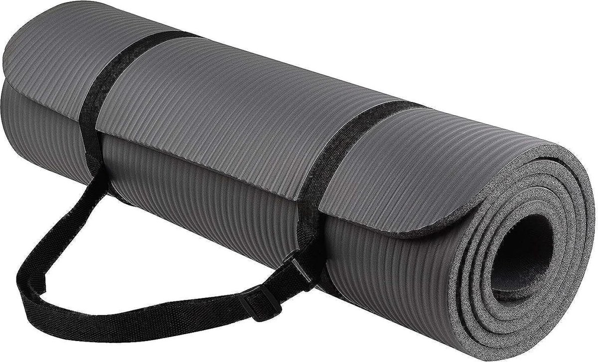 Universele yogamat met draagriem, grijs, één maat
