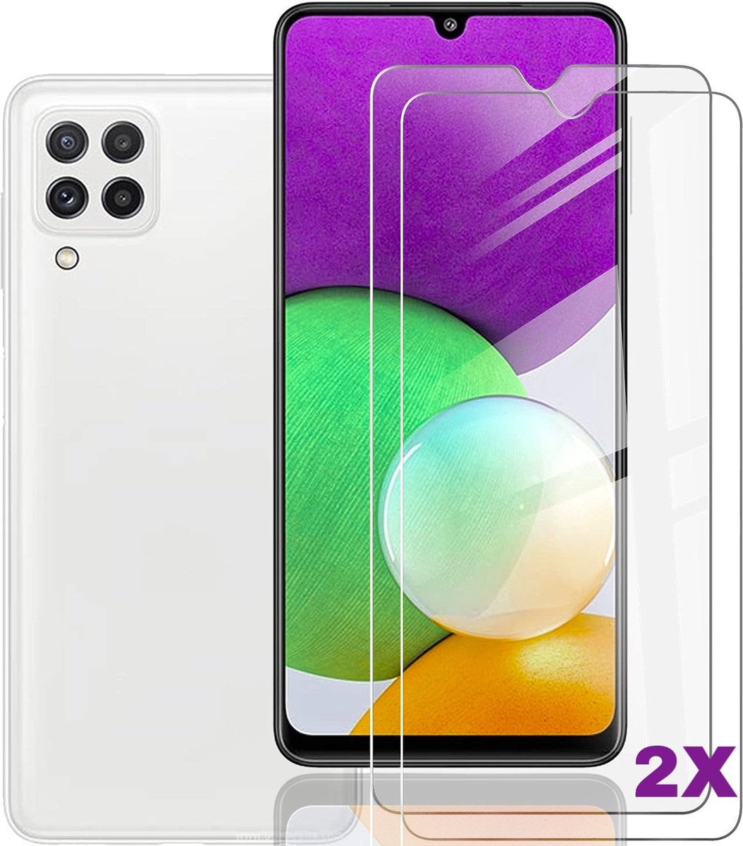 AziLine Screenprotector 2X geschikt voor Samsung Galaxy A22 - 9H Luxe Tempered Glas 2X Bescherming A22 4G - Premium Kwaliteit Glas Schermbescherming geschikt voor Samsung Galaxy A22