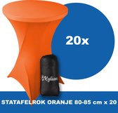 Statafelrok Oranje x 20 – ∅ 80-85 x 110 cm - Statafelhoes met Draagtas - Luxe Extra Dikke Stretch Sta Tafelrok voor Statafel – Kras- en Kreukvrije Hoes