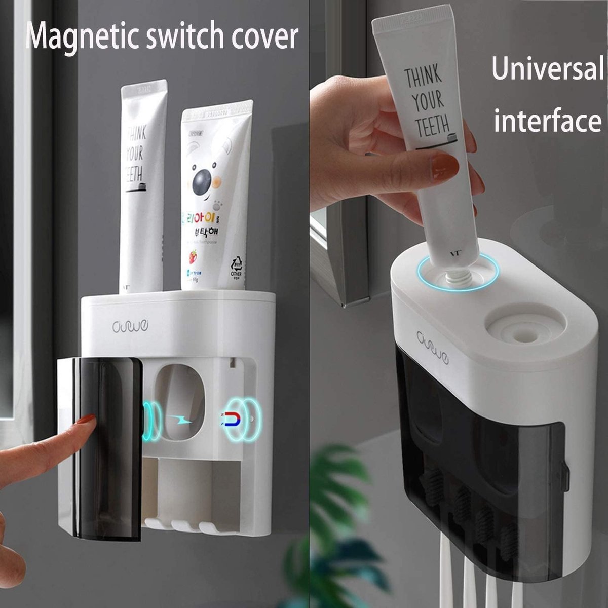 Automatische tandpastadispenser, tandenborstelhouder, wandhouder, automatische tandpastadispenser