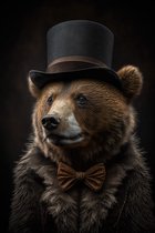 Klassieke beer met hoed poster - 100 x 140 cm
