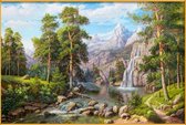 Diamond Painting Landscape with waterfall 60x40 cm vierkante steentjes