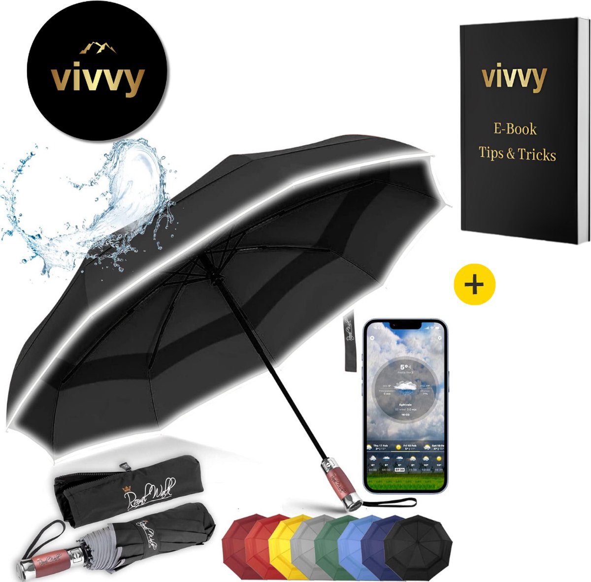 UV-Resistant Beach Parasol with Windproof Design, Reflective Edge, Wind Meter, Carry Bag - Foldable Umbrella for Beach - App & Storage Bag Included