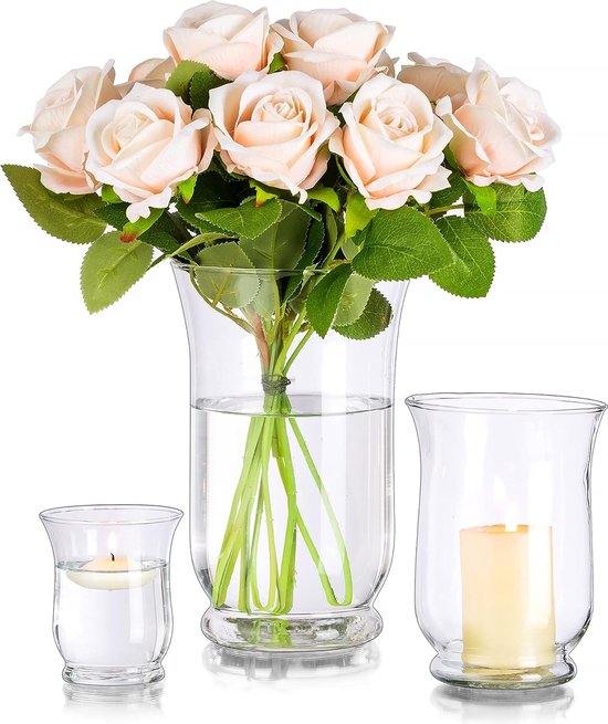 Lanterne en verre grand chandelier vase en verre - ensemble de 3 vases en  verre... | bol