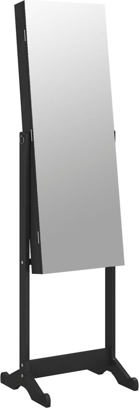 vidaXL - Sieradenkast - met - spiegel - vrijstaand - 42x38x152 - cm - zwart
