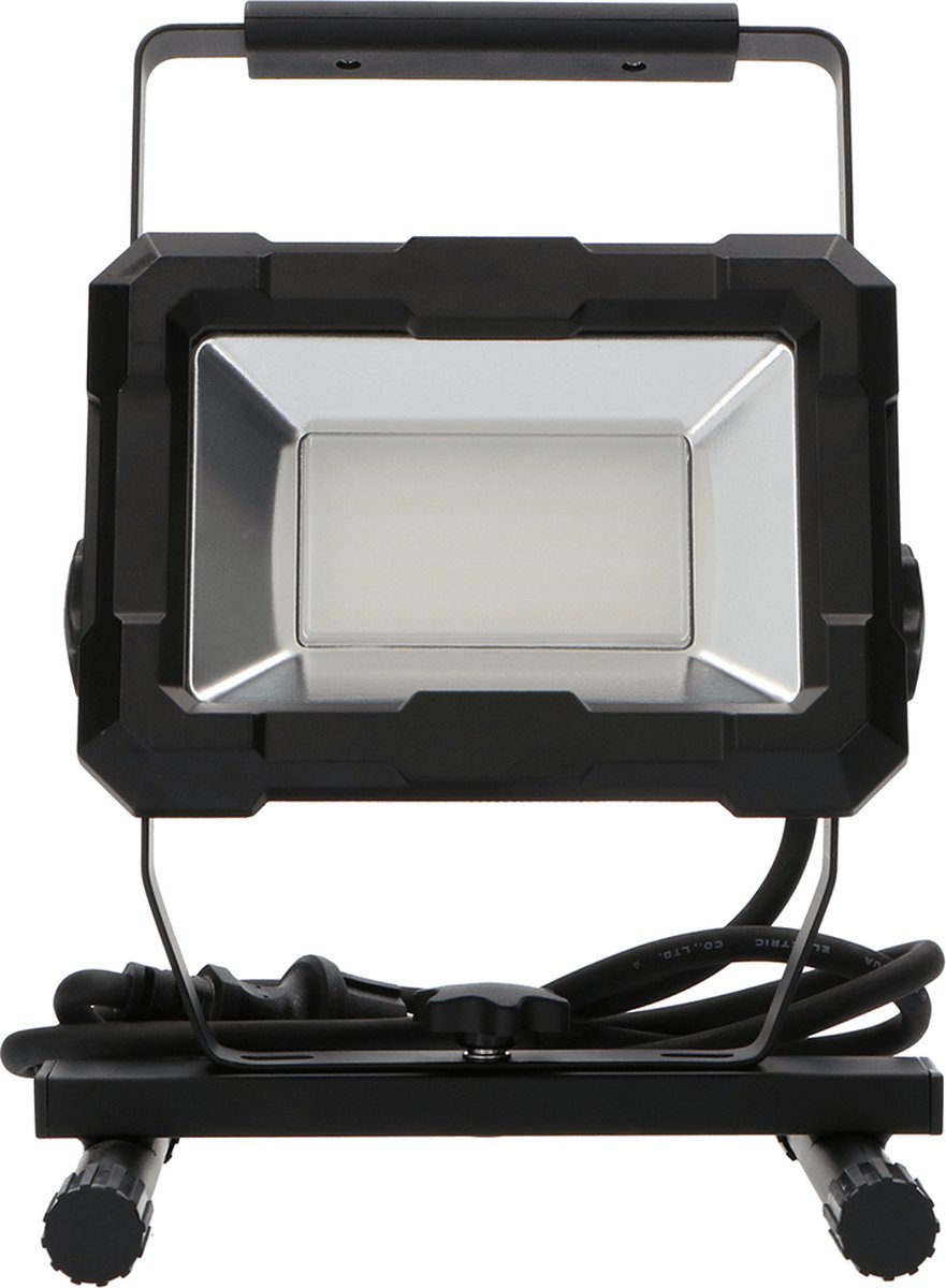 LED bouwlamp op standaard - Waterdicht met stekker – 50 Watt - Helder Wit 4000 Kelvin - Zwart