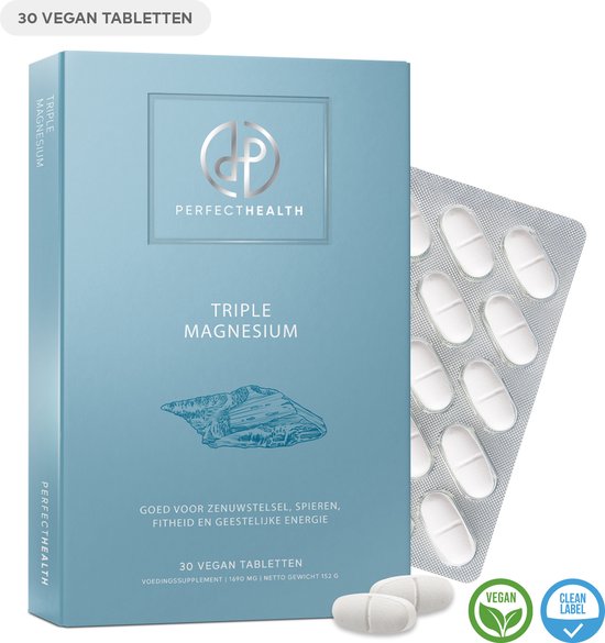 Perfect Health - Magnesium Bisglycinaat Tabletten - 30 Stuks - Mineralen en Vitaminen - Vegan Citraat