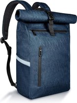 Fietstas voor bagagedrager, 22 liter, fietstassen, rugzak, multifunctionele bagagedragertas, waterdicht en reflecterend, blauw met strepen
