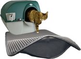 Easy Clean Antislip Kattenbak Mat - 50x35 cm - dubbele laag - Honingraat design - Waterdicht- Grijs