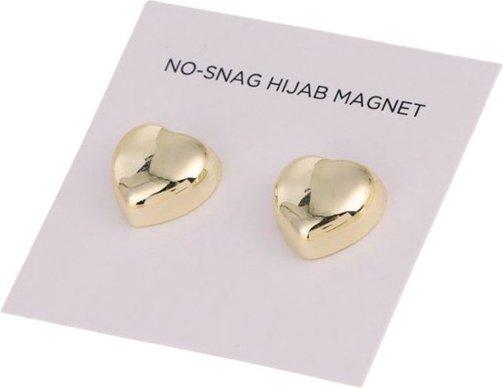 Fako Bijoux® - 2x Magnetische Broche Hart - Hoofddoek Magneet - Sjaal - Hijab Accessoires - Abaya - 14mm - Set 2 Stuks - Shiny Goud