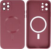 Hoesje Geschikt voor iPhone 11 Pro Max - Back Cover - MagSafe Hoesje met Camera Beschermer - Bruin
