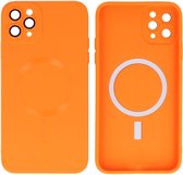 Hoesje Geschikt voor iPhone 11 Pro - Back Cover - MagSafe Hoesje met Camera Beschermer - Oranje