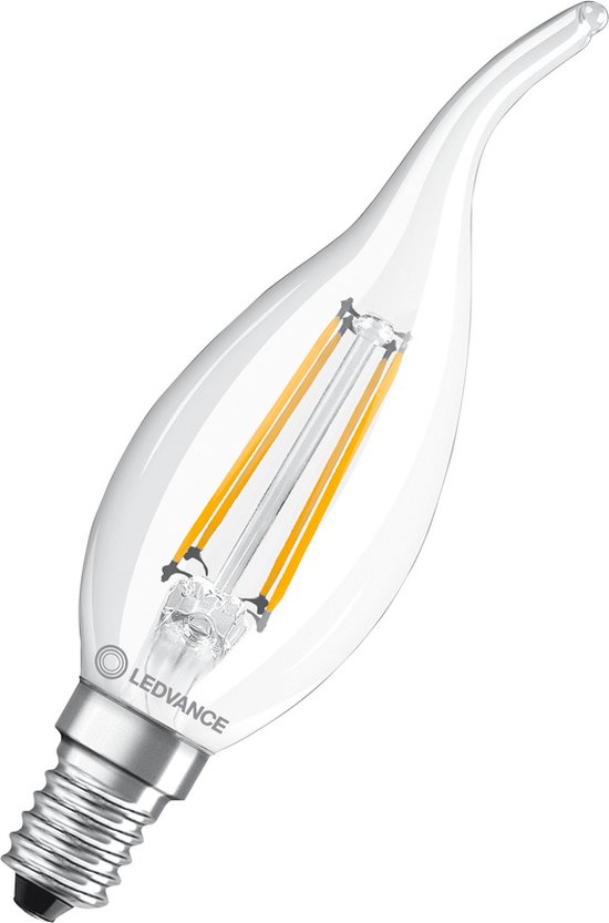 Ledvance Classic LED E14 Kaars Filament Helder 4W 470lm - 827 Zeer Warm Wit | Vervangt 40W