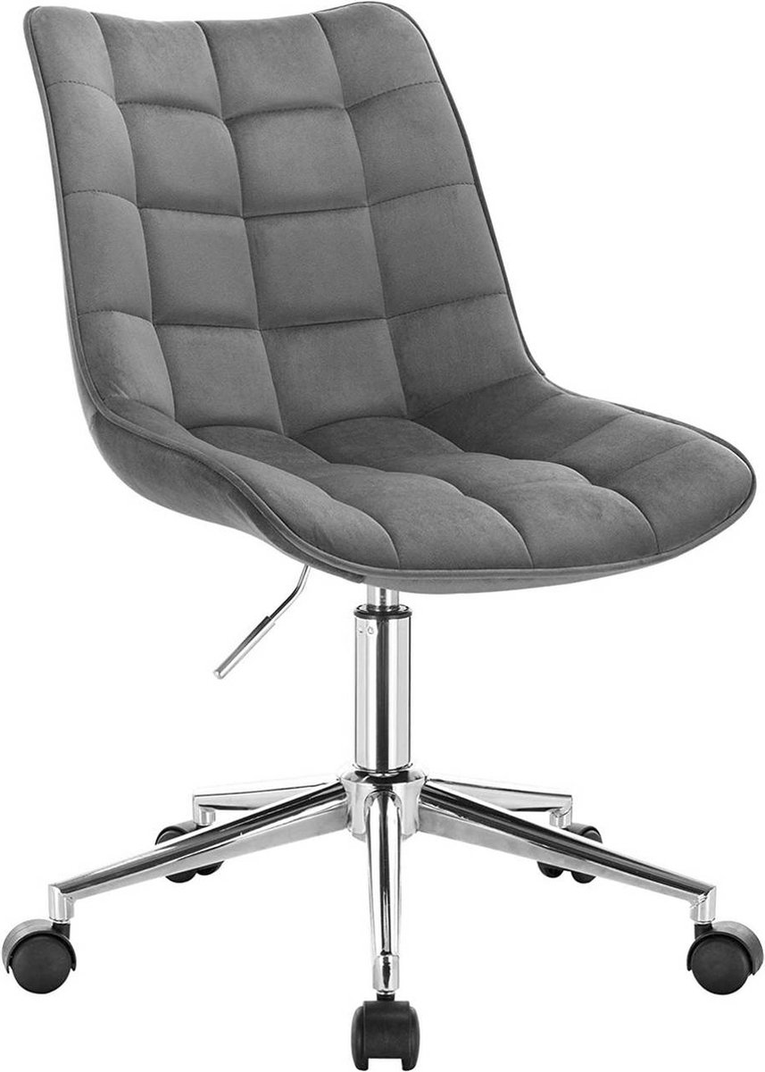 Happyment Ergonomische Bureaustoel Velvet - Op wielen - Bureaustoel voor volwassenen - Donkergrijs - In hoogte verstelbaar