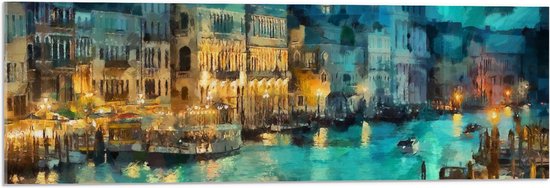 Acrylglas - Schilderij van Gondel over de Wateren van Venetië - 90x30 cm Foto op Acrylglas (Wanddecoratie op Acrylaat)