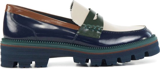 Pertini Instappers Dames Instapschoenen Damesschoenen Leer 32503 Blauw combi. bol