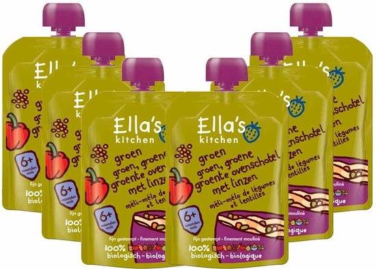 Ella's Kitchen Biologisch Maaltijdzakje 6+m Groene Groente Ovenschotel Linzen - 6 x 130 gr - Voordeelverpakking van Ella's Kitchen — afbeelding 2