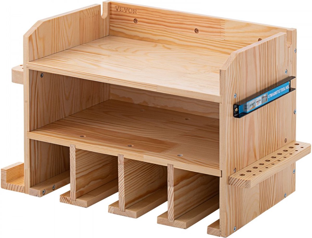 Navaris gereedschapshouder voor de werkplaats - Ophangsysteem voor 3 boormachines - Organizer voor gereedschap - Incl. plankje voor accu's en opladers