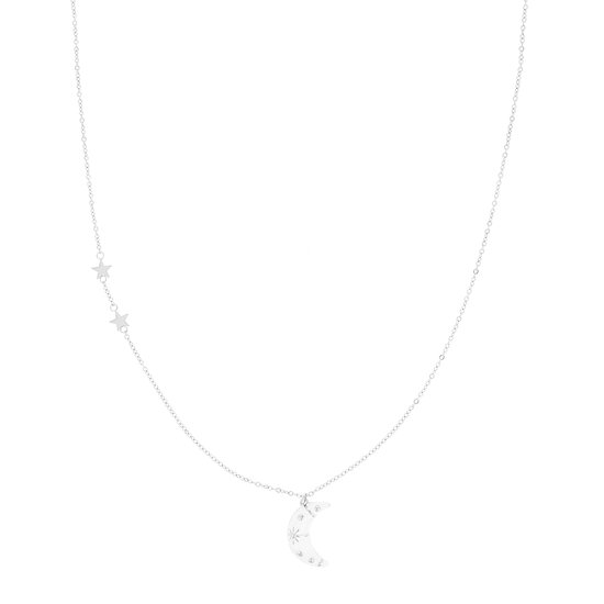 OOZOO Jewellery - Collier argenté/blanc avec breloque lune - SN-2030