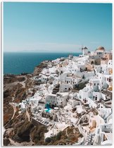 PVC Schuimplaat - Uitzicht op Witte Gebouwen aan de Kust op Santorini - 30x40 cm Foto op PVC Schuimplaat (Met Ophangsysteem)