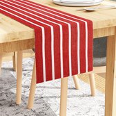 Red Stripes, geribbelde tafelloper voor 6 zitplaatsen, van fijn katoen, 33 x 150 cm, voor thuis, cafés, restaurants en hotels, wasbaar in de machine