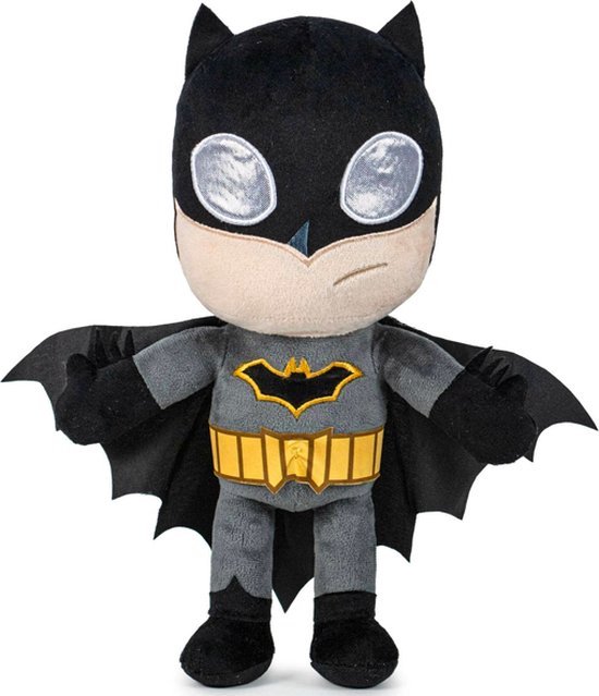Batman met cape – DC Comics Pluche Knuffel 34 cm {Bat-Man Marvel Superhero Plush Toy | Speelgoed knuffelpop voor kinderen jongens meisjes | Superheld, Spiderman, Joker, Superman, Iron Man, Thor, Hulk, Captain America}