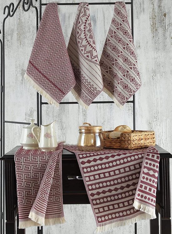 Gözze theedoeken set, 4-delig, katoen, Terra, 50 x 70 cm, 60057-32-5070