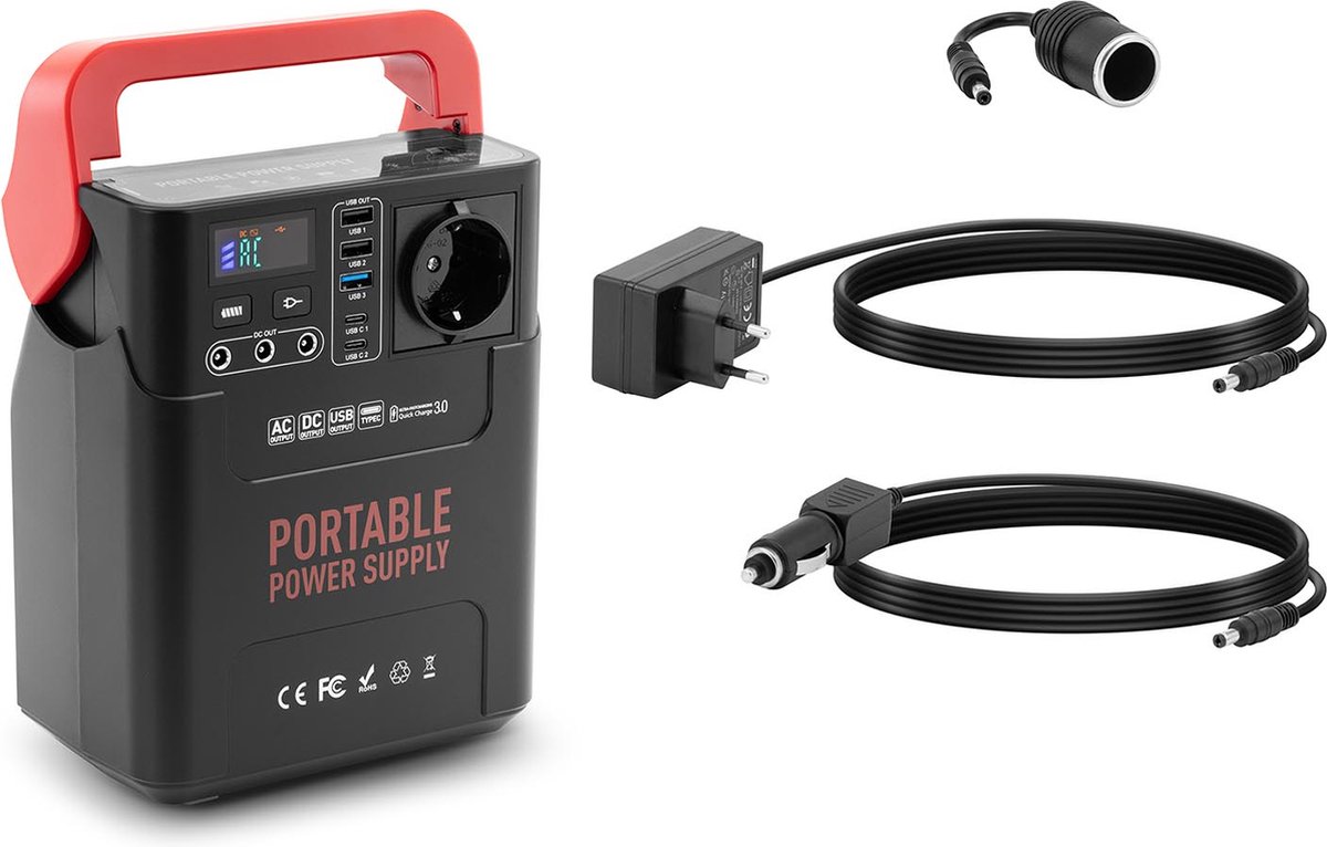 MSW - Powerstation - 20 ah - 3 x USB - snel opladen 18 W - 2 x USB C - 3 x DC - AC 100 - 240 V, 150 W