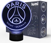 Veilleuse Lumi 3D - 16 Couleurs - PSG - Paris Saint Germain - Voetbal - Illusion LED - Lampe de Bureau - Lampe d'Ambiance - Dimmable - USB ou Piles - Télécommande - Cadeau