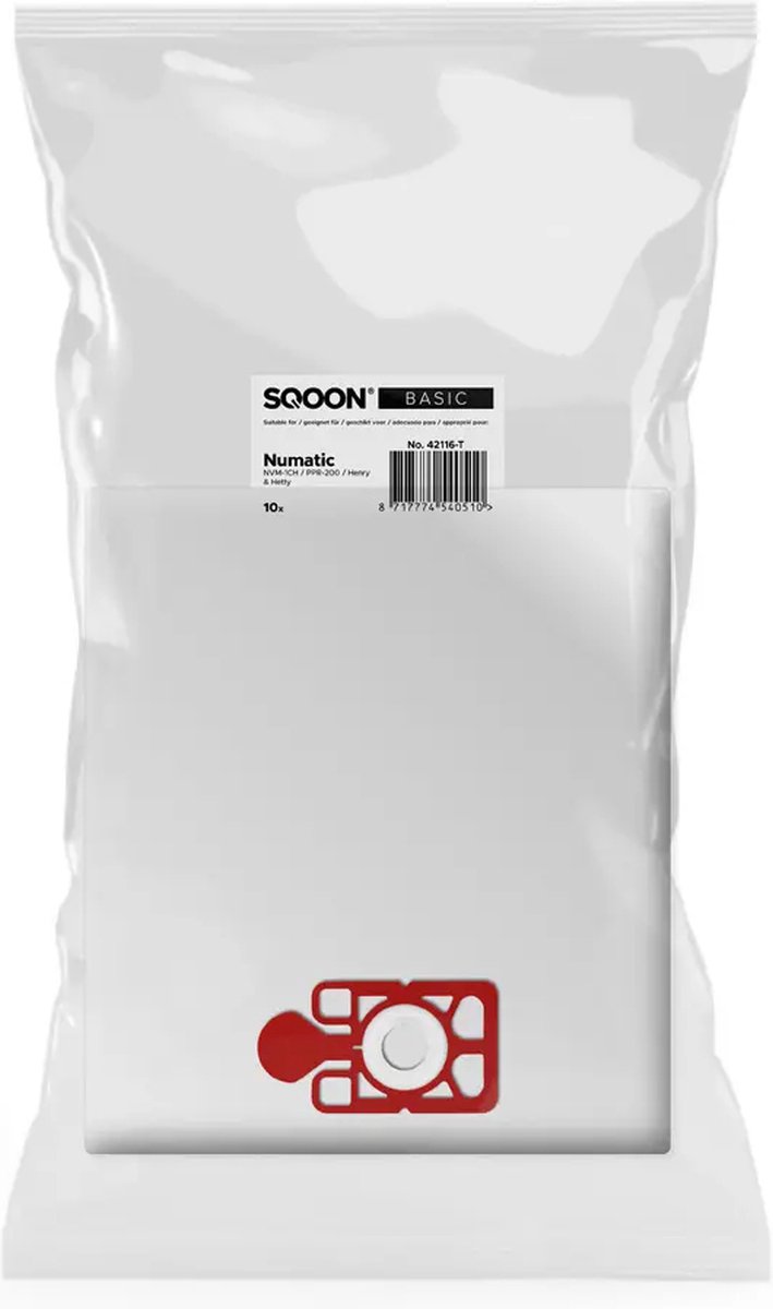 SQOON Stofzuigerzakken geschikt voor Numatic NVM 1CH Henry / Hetty / James PPR240 - Model 604015 - 10 stuks